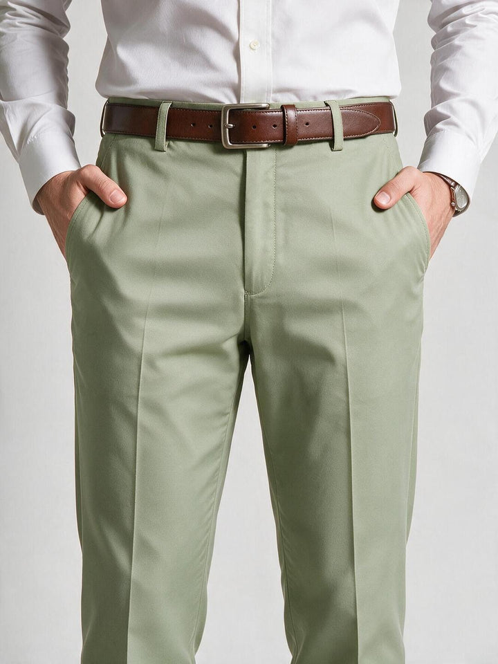 Light Pistachio Solid Formal Trousers