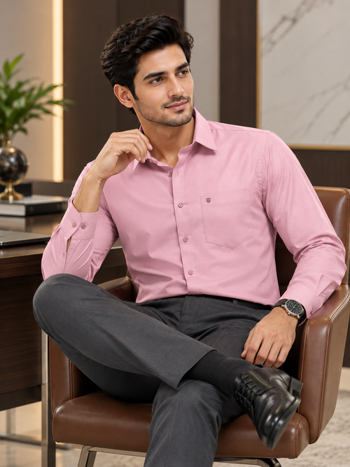 Pastel Pink Solid Formal Shirt