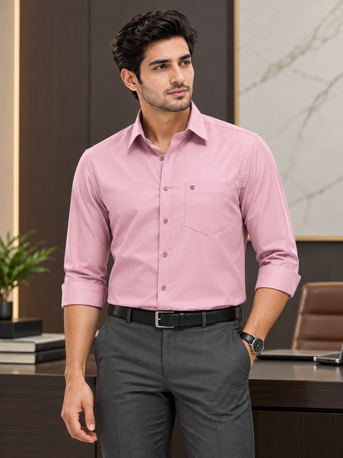 Pastel Pink Solid Formal Shirt
