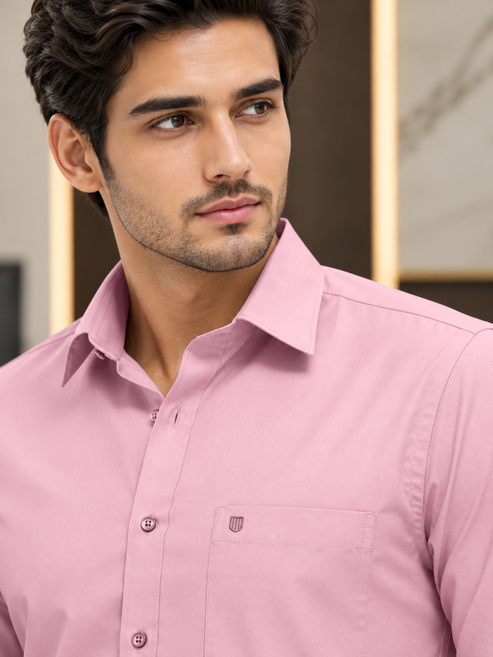 Pastel Pink Solid Formal Shirt
