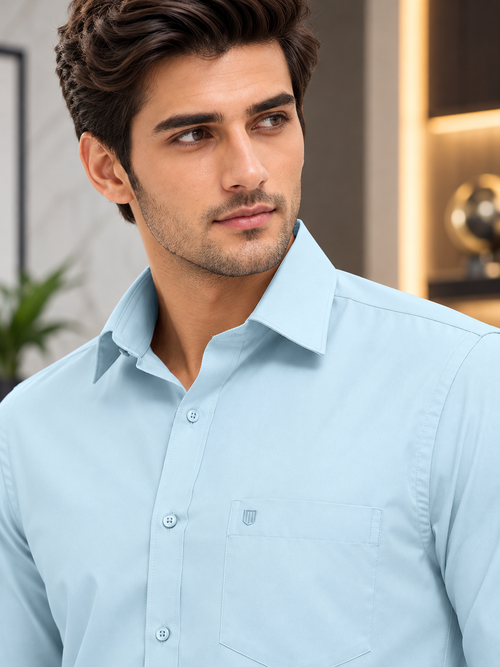 Light Blue Solid Formal Shirt
