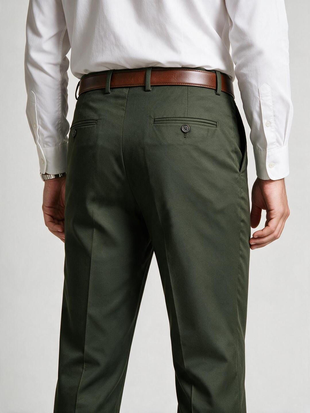 Ripe Olive Solid Formal Trousers