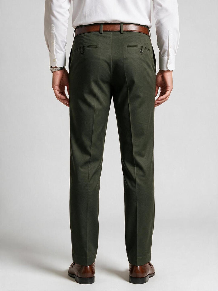 Ripe Olive Solid Formal Trousers