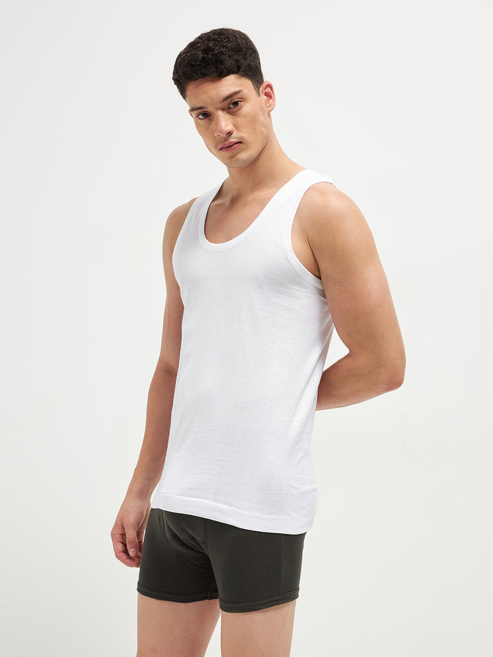 Men Vest Ribbo White