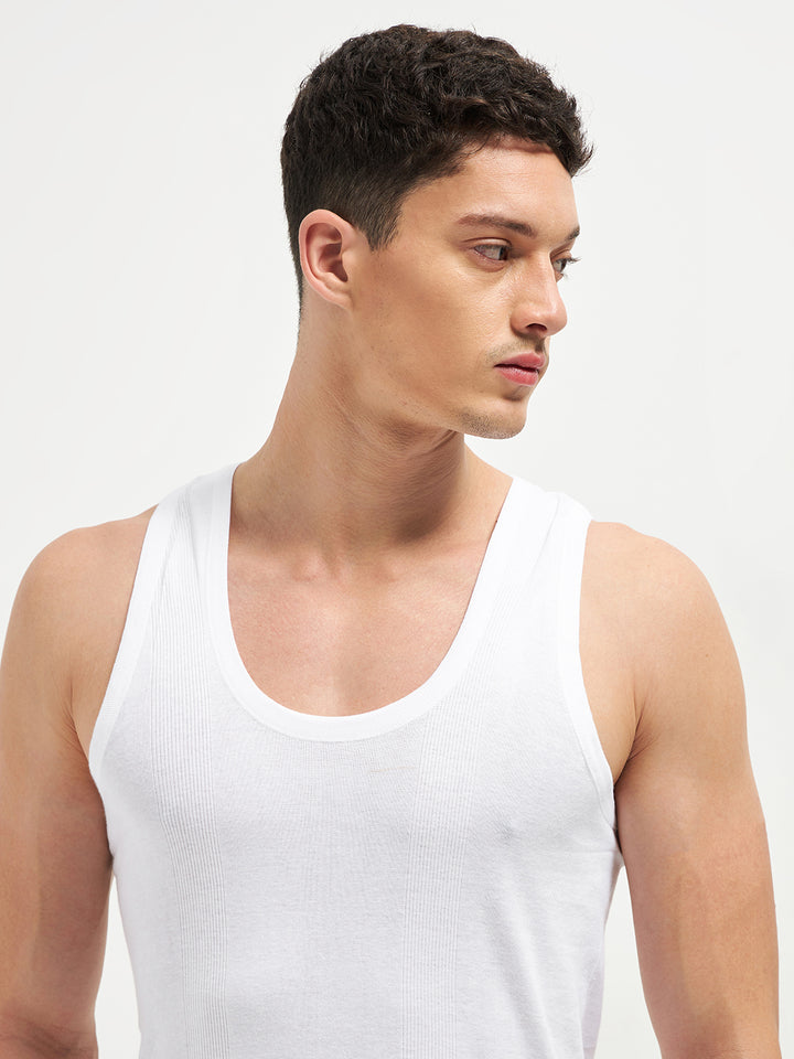 Men Vest Ribbo White