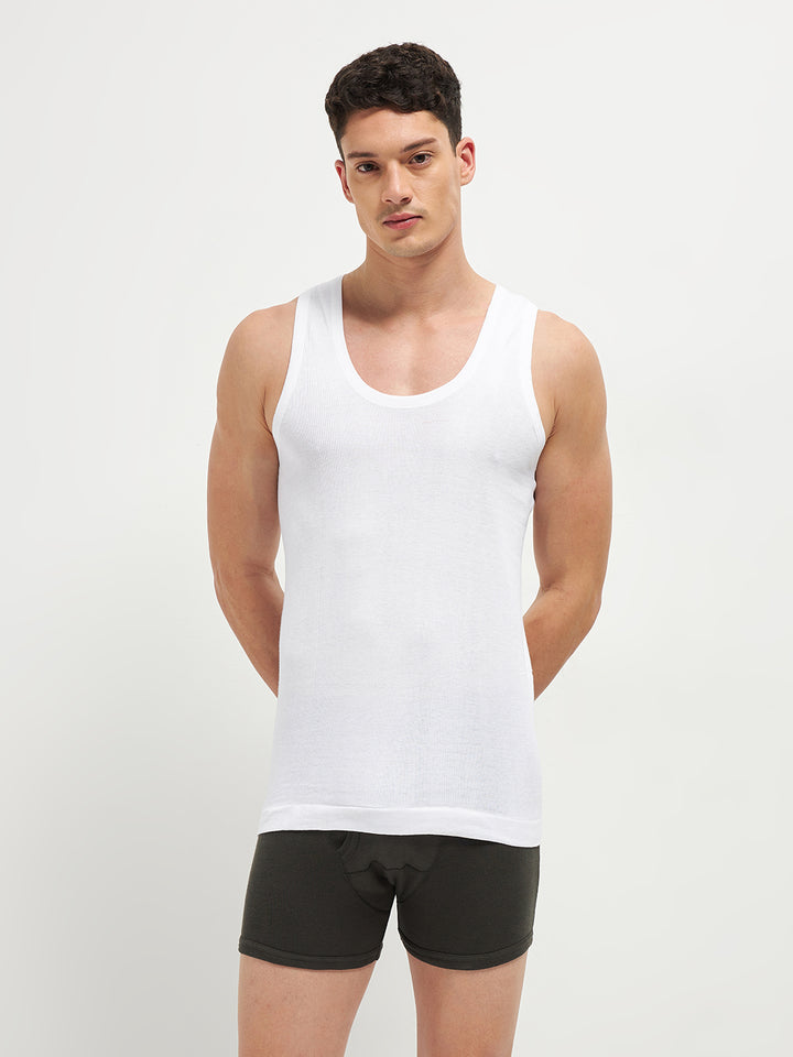 Men Vest Ribbo White