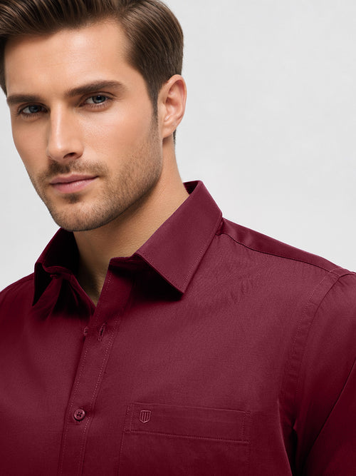 Berry Red Solid Formal Shirt