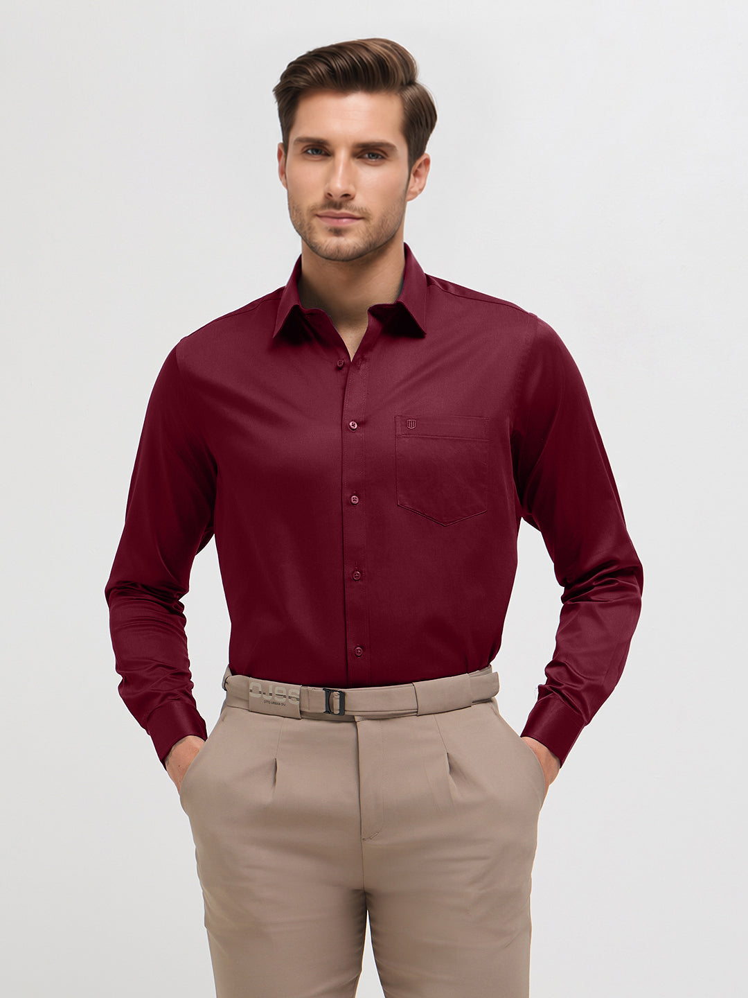 red solid shirt