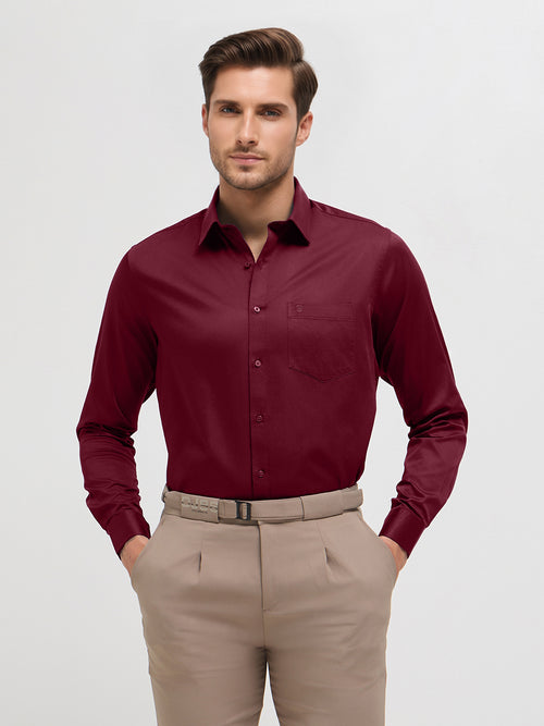 Berry Red Solid Formal Shirt