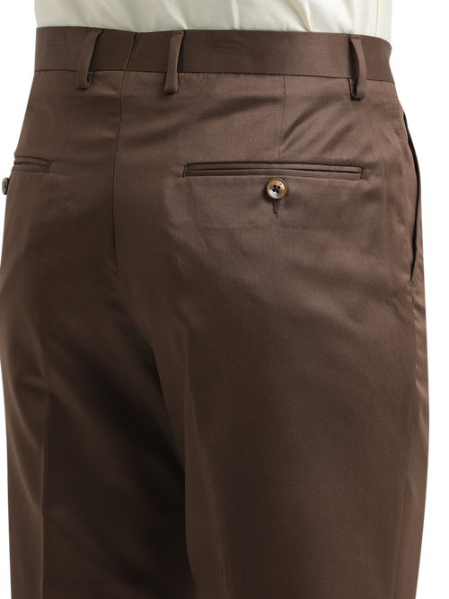 Brown Satin Cotton Formal Trousers