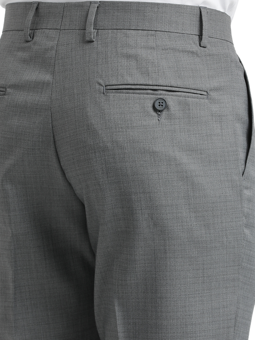 Grey Melange Cotton Formal Trousers