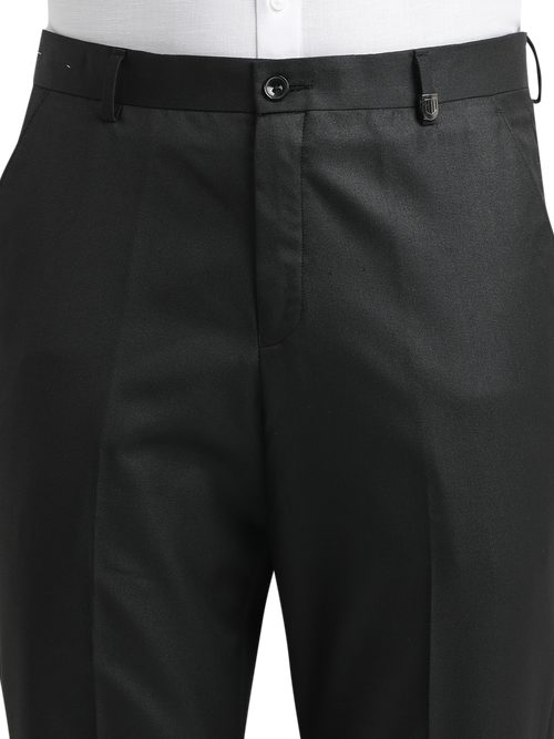 Black Micro Dobby Solid Trousers