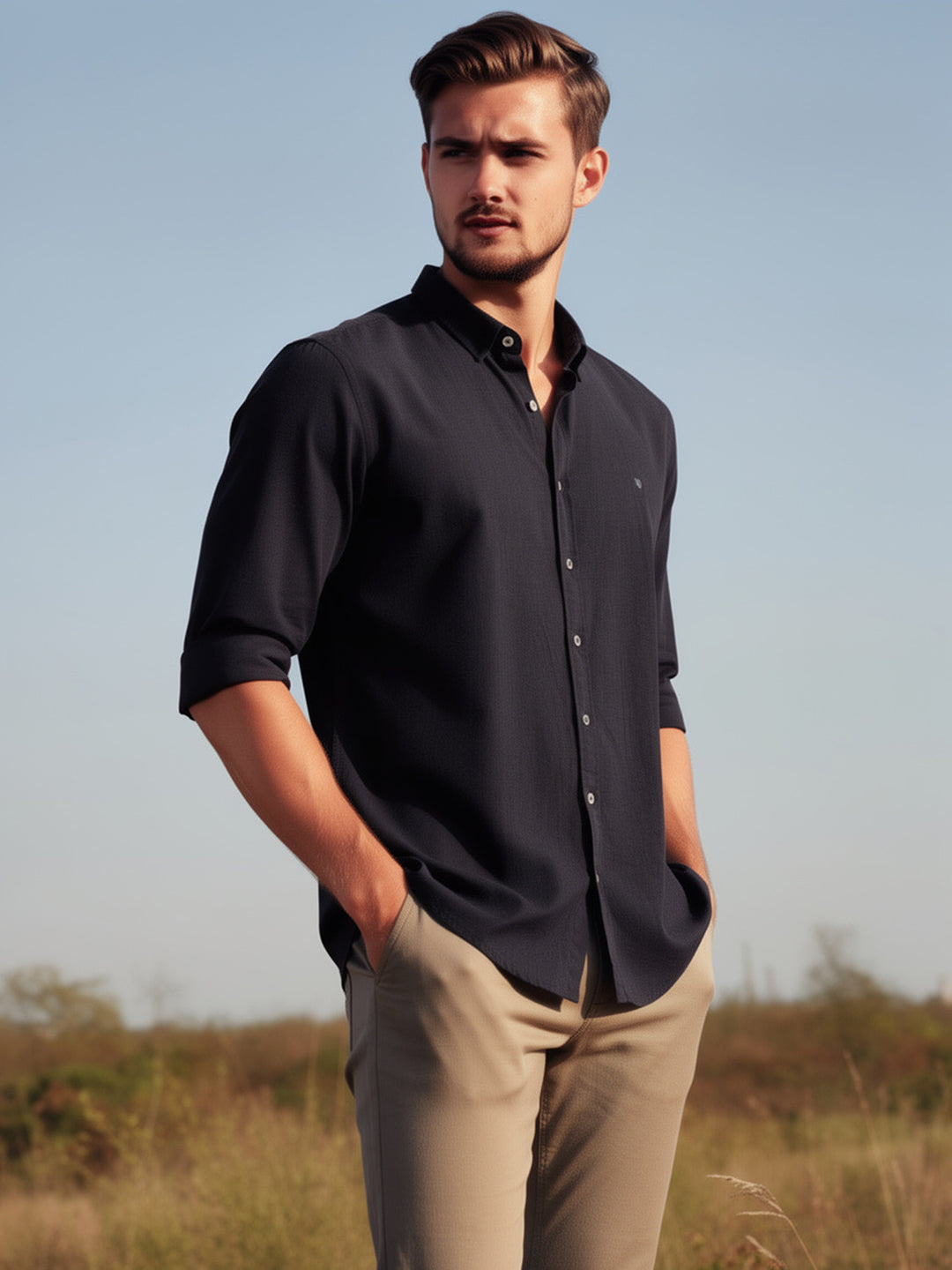 black casual shirt for men