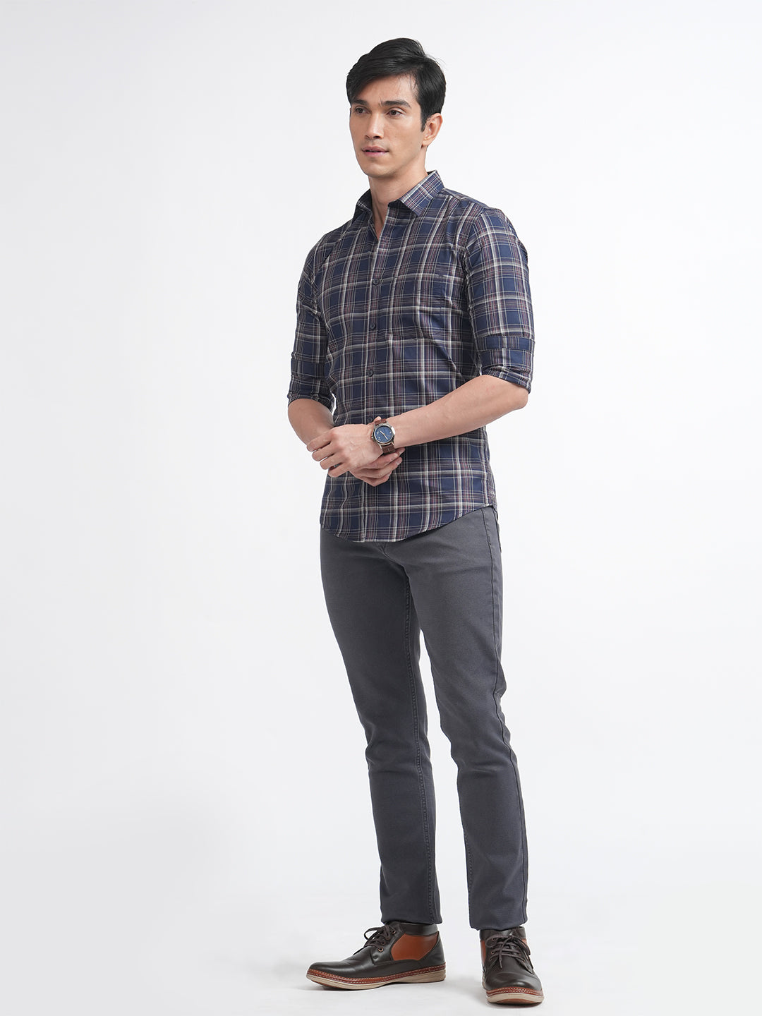 mens casual check shirts