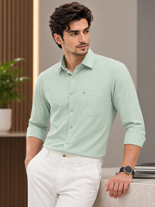 Pastel Mint Solid Formal Shirt