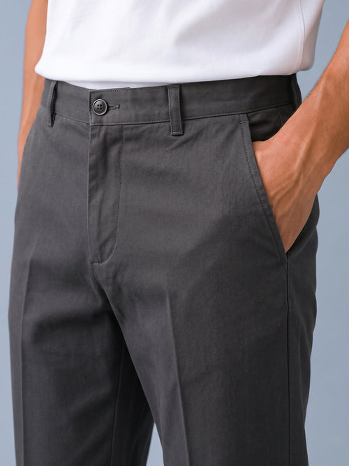 Dark Graphite Solid Casual Trousers