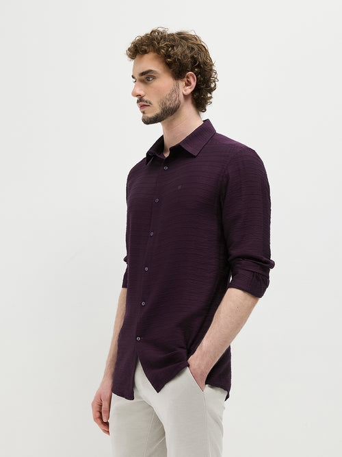 Purple Horizontal Stripes Casual Shirt