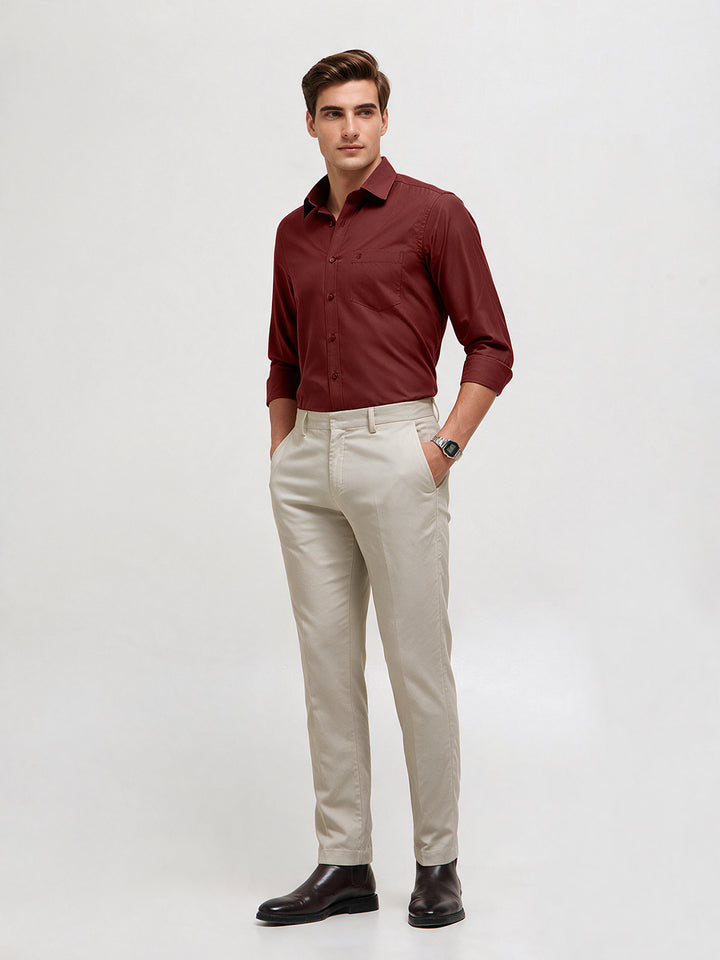Brick Red Solid Formal Shirt