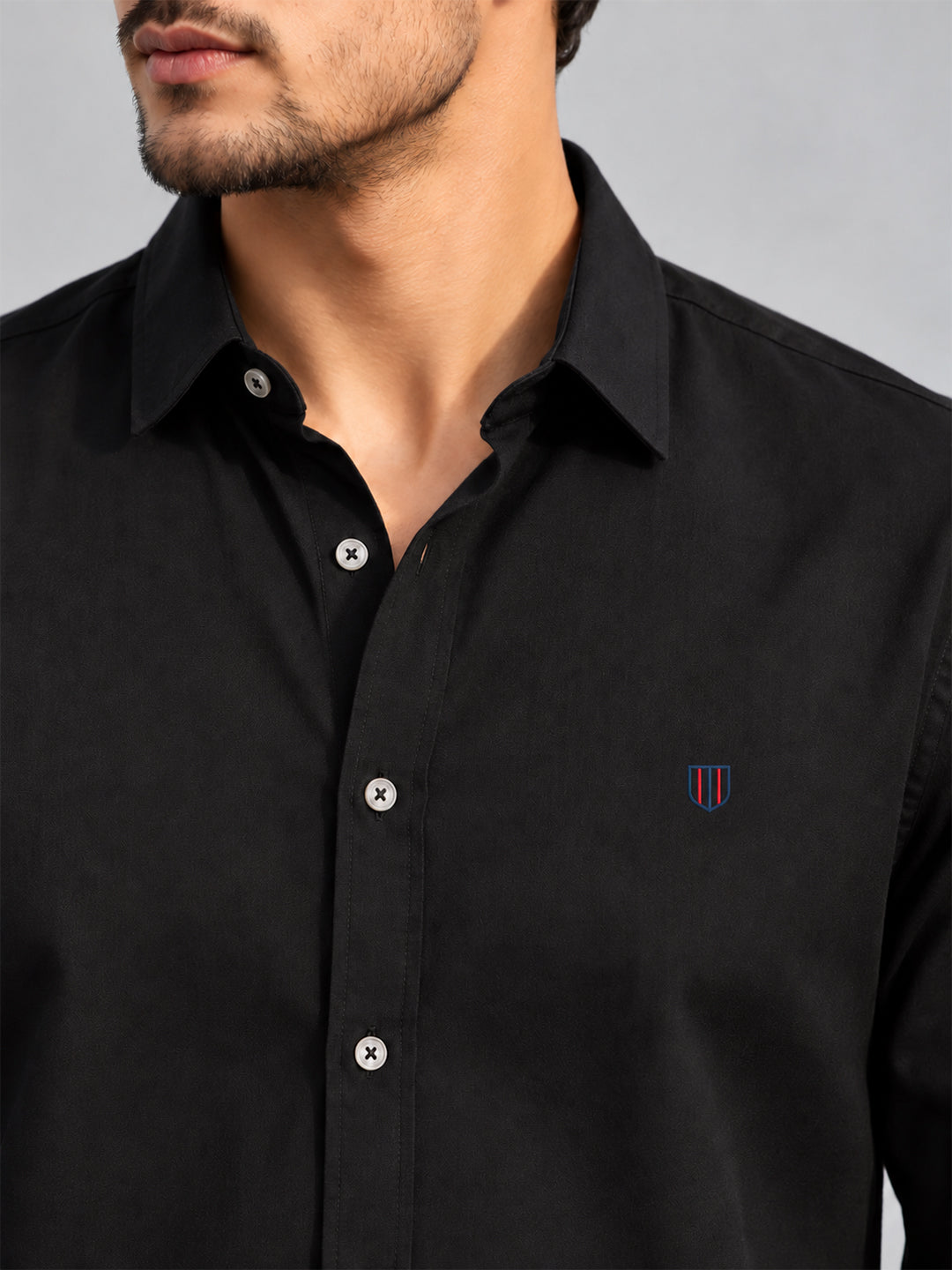 Black Plain Urban Casual Shirt