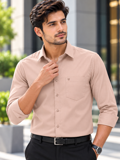 Pale Cream Solid Formal Shirt