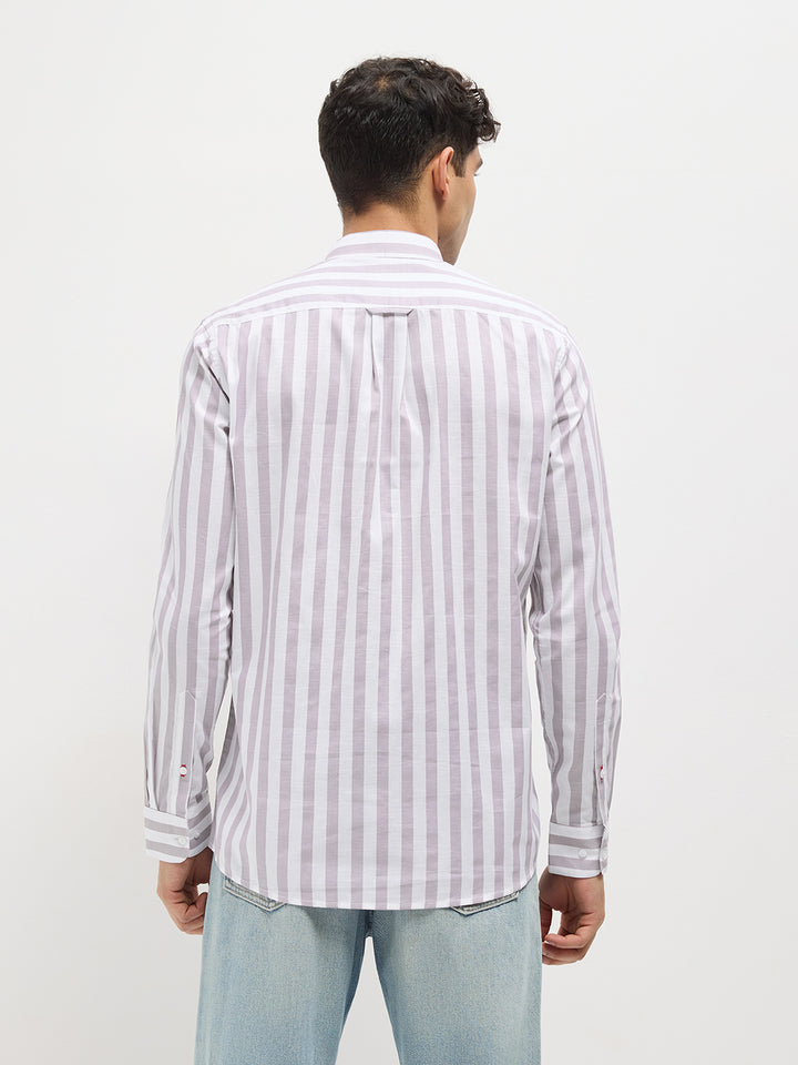 Purple Vertical Stripes Casual Shirt