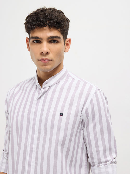 Purple Vertical Stripes Casual Shirt
