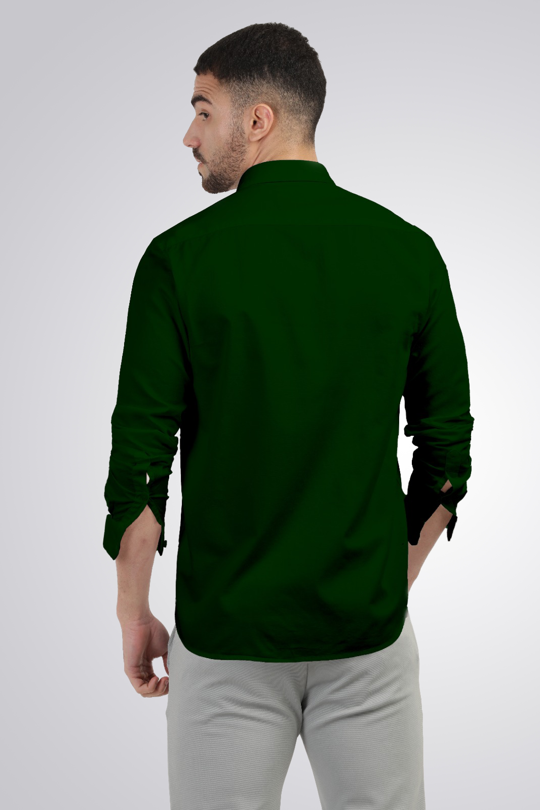 Emerald Green Linen Blend Solid Shirt