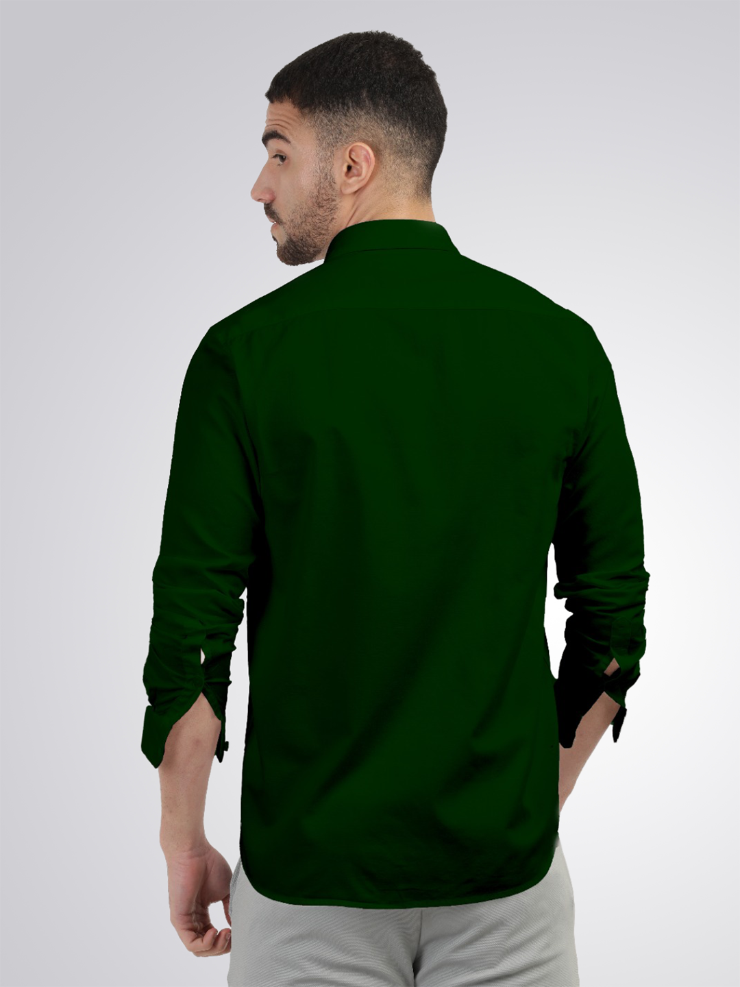 Emerald Green Linen Blend Solid Shirt