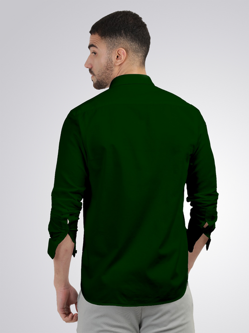Emerald Green Linen Blend Solid Shirt