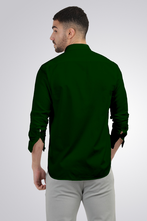 Emerald Green Linen Blend Solid Shirt