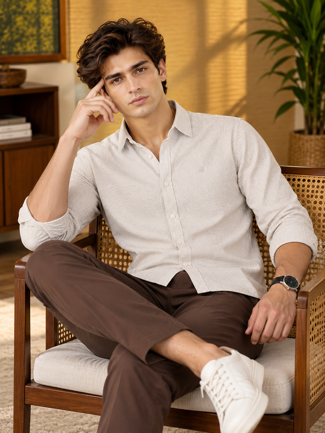 beige casual shirt
