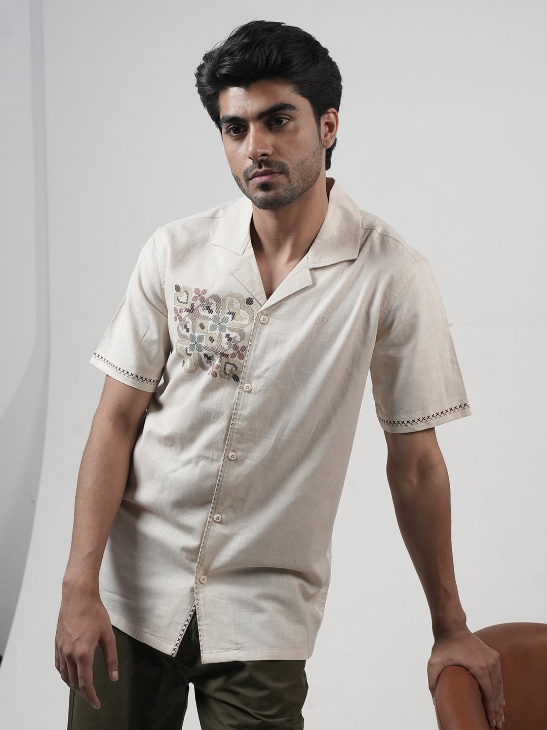 beige casual shirt