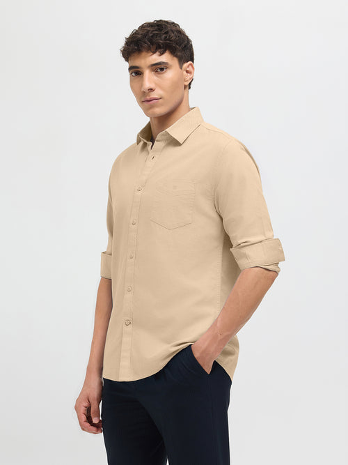 Sandstone Beige Solid Casual Shirt