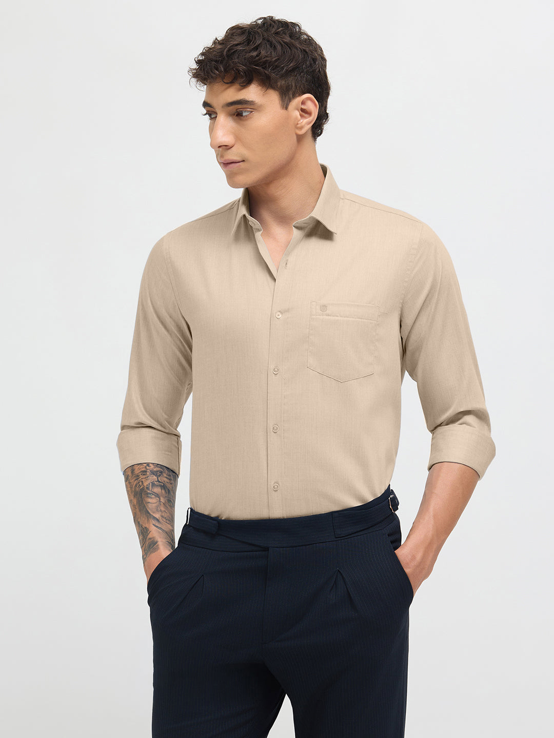 beige formal shirt