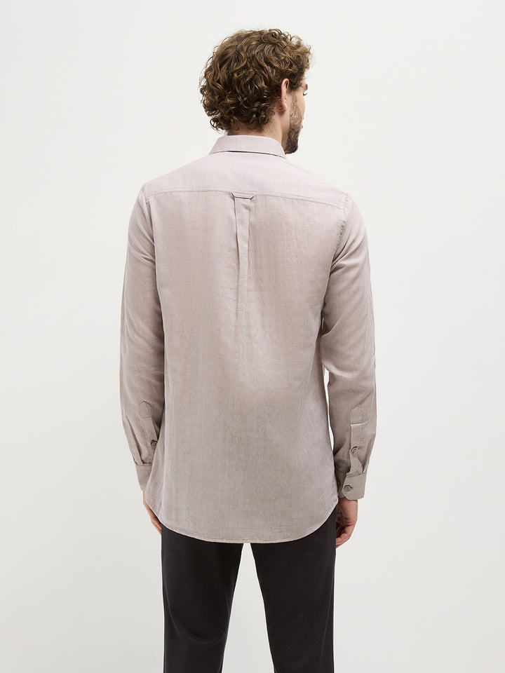 beige long sleeve shirt