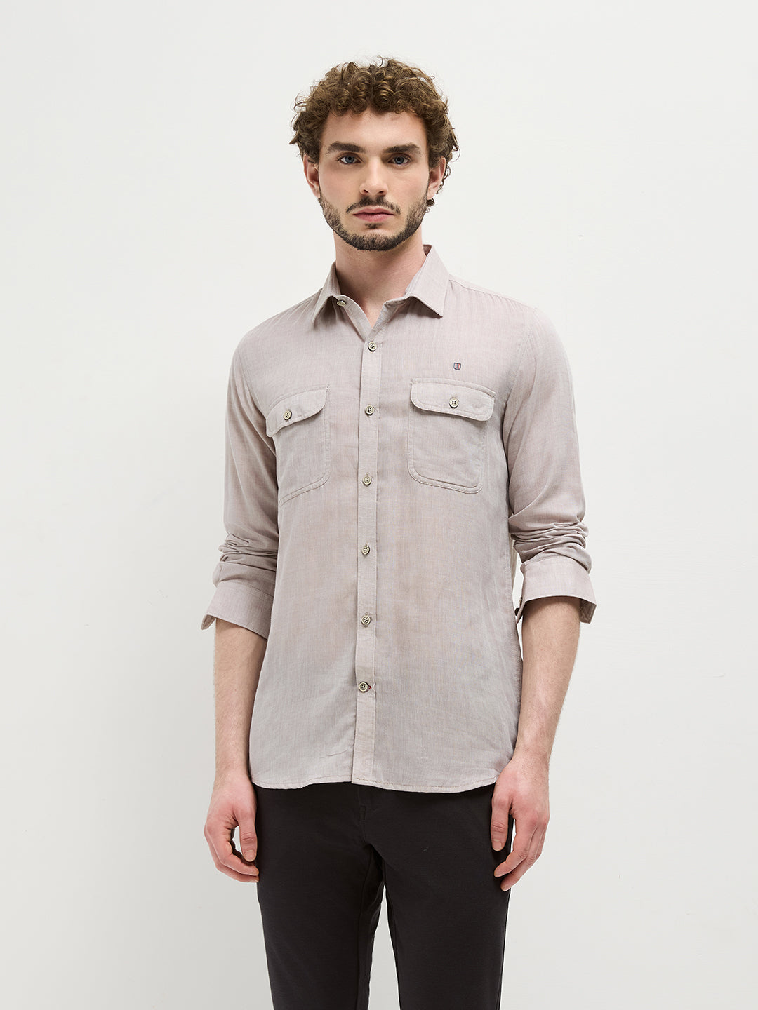 beige shirt