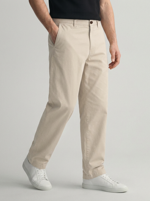 Beige Sand Solid Casual Trousers