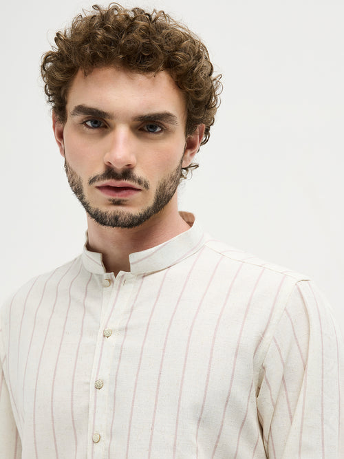 Peach Casual Stripes Kurta
