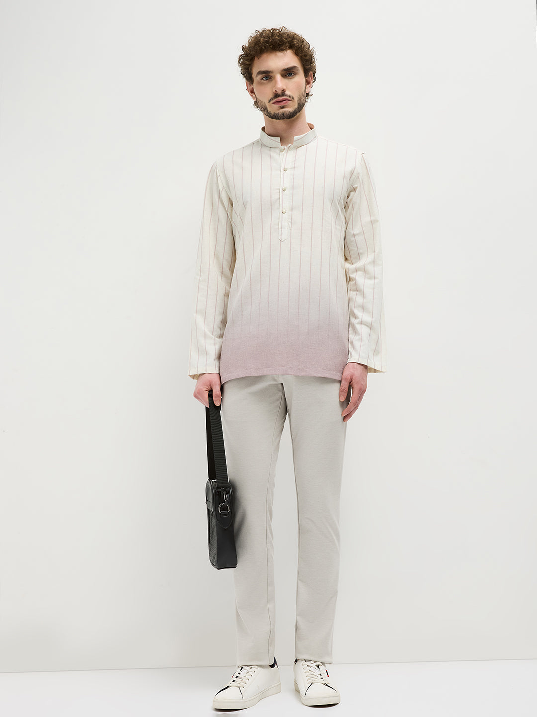 Peach Casual Stripes Kurta