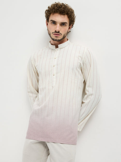 Peach Casual Stripes Kurta