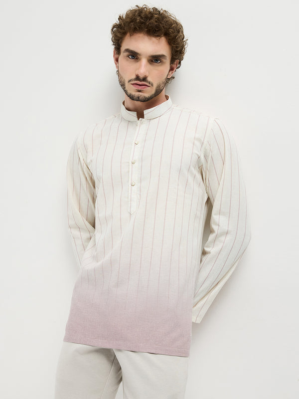 Peach Casual Stripes Kurta