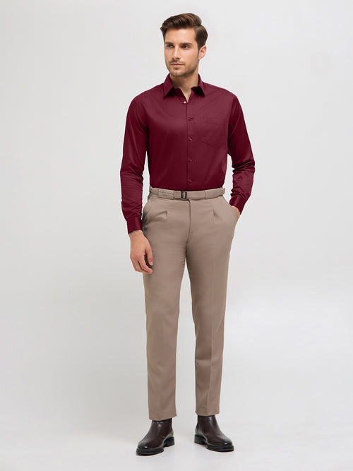 Berry Red Solid Formal Shirt