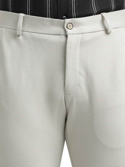 Melange Grey Lycra Cotton Stretchable Solid Trousers