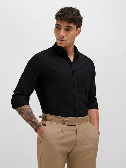 Black Solid Casual Shirt
