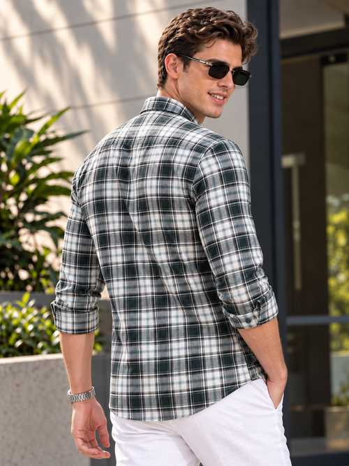 Classic Green Checkered Casual Shirt