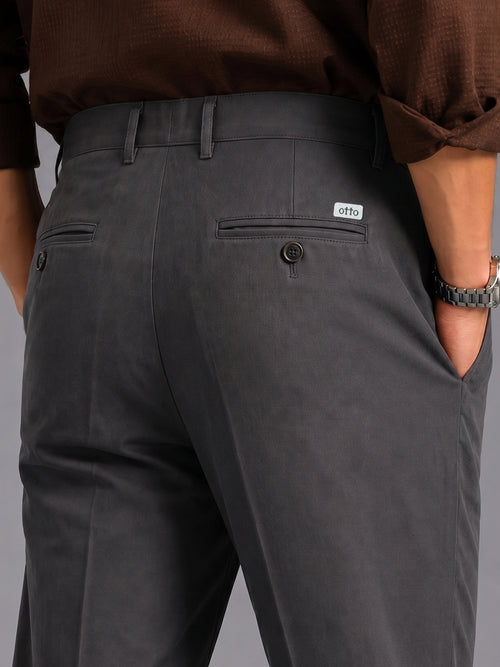 Carbon Grey Solid Casual Trousers