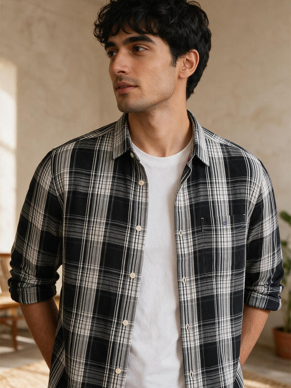 Black Checked Casual Shirt