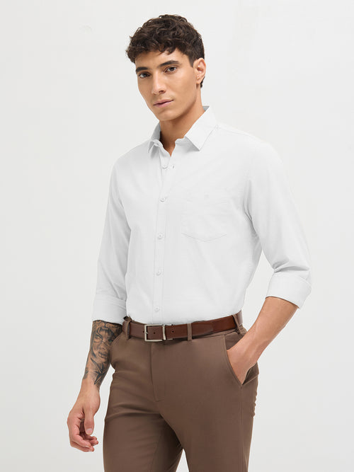 Pearl White Solid Casual Shirt