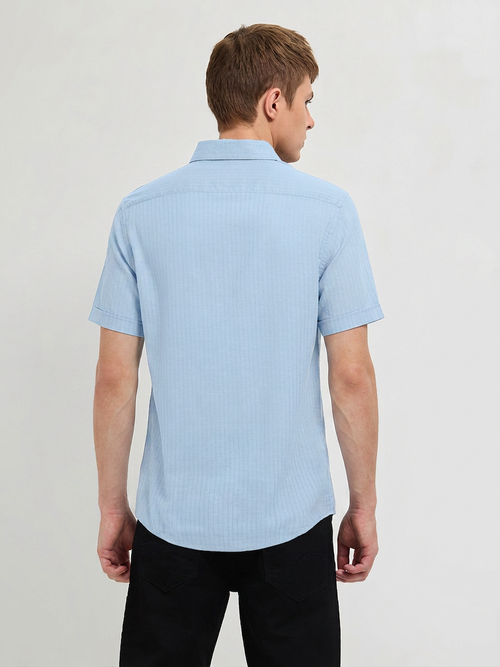 Soft Blue Solid Casual Shirt