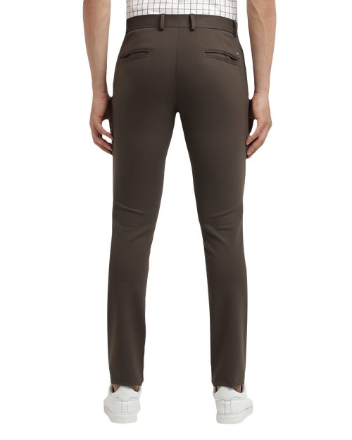 Navy Olive Lycra Cotton Stretchable Solid Trousers